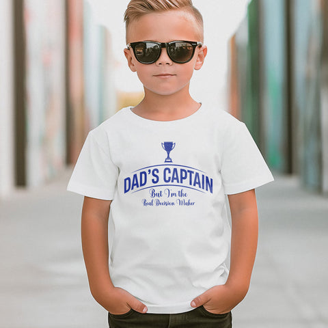 Dad's Captain, But I'm The Real Decision-maker.  Funny Cricket T-Shirt, Premium Fabric, Multiple Junior Sizes, Perfect for Boys and Girls