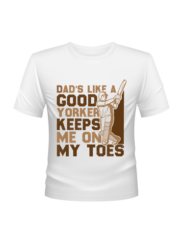 Dads Like A Good Yorker, Keeps Me On My Toes.  Funny Cricket T-Shirt, Premium Fabric, Multiple Junior Sizes, Perfect for Boys and Girls