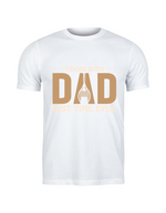 A white t-shirt with the funny tennis slogan on the front that reads 'Tennis with Dad, BEST. TIME. EVER'