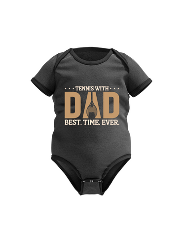 Tennis with Dad, BEST. TIME. EVER!  Funny Tennis Baby Bodysuit, Organic Or In-conversion To Organic Cotton, Self Fabric Bound Neckline, Cuffs And Leg Openings