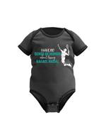 A black baby grow with 'I Have No Sense of Humour About Losing – Rafael Nadal' funny tennis slogan on the front