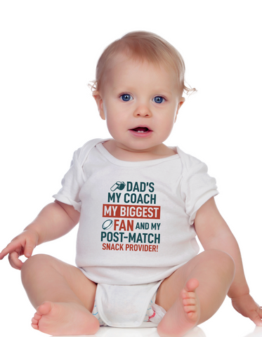 Dad’s My Coach My Biggest Fan and My Post-Match Snack Provider! | Funny Rugby Baby Grow