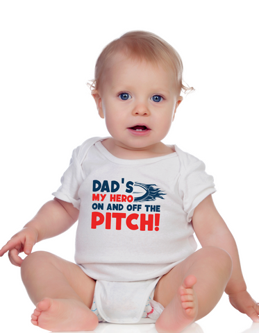 Dad’s My Hero on and off the Pitch! | Funny Rugby Baby Grow
