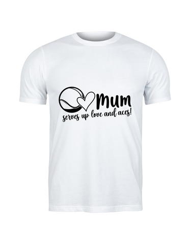 Mum Serves Up Love and Aces!  Funny Tennis T-Shirt, Premium Fabric, Multiple Junior Sizes