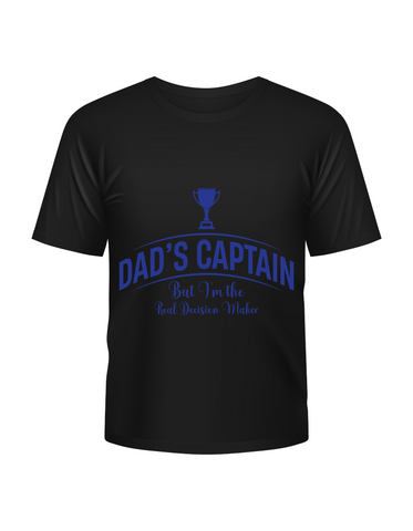 Dad's Captain, But I'm The Real Decision-maker.  Funny Cricket T-Shirt, Premium Fabric, Multiple Junior Sizes, Perfect for Boys and Girls