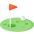 Golf ball icon being used to highlight golf content and products on Cows corner website
