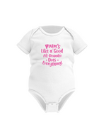 Mums Like a Good All-Rounder Does Everything! Funny Cricket Baby Bodysuit, Organic or In-Conversion to Organic Cotton, Self Fabric Bound Neckline, Cuffs and Leg Openings