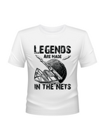Legends Are Made In The Nets – Funny Cricket T-shirt. Funny Cricket T-shirt, Premium Fabric, Multiple Adult Sizes