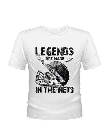 Legends Are Made In The Nets – Funny Cricket T-shirt.   Funny Cricket T-shirt, Premium Fabric, Multiple Adult Sizes