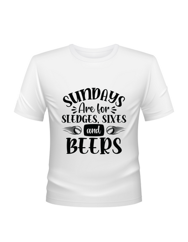 Sundays Are for Sledges, Sixes, and Beers T-Shirt 🍻🏏 Funny Cricket T-Shirt, Premium Fabric, Multiple Adult Sizes