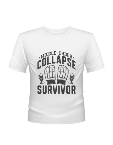 Middle-order Collapse Survivor – Funny Cricket T-shirt, Premium Fabric, Multiple Adult Sizes