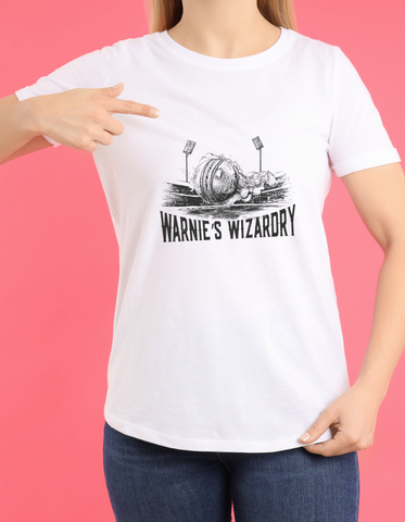 Warnie’s Wizardry Funny Cricket T-Shirt. Funny Cricket T-Shirt, Premium Fabric, Multiple Adult Sizes