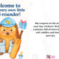 A new baby congratulations card saying 'Welcome to your very own little all-rounder!' on the front