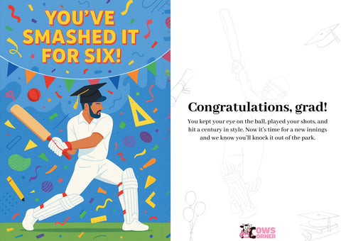 You Smashed It for Six | Congratulations Graduation Cricket Card