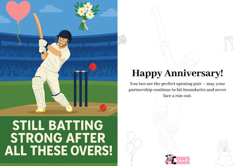 Still Batting Strong After all These Years | Cricket Themed Wedding Anniversary Cards