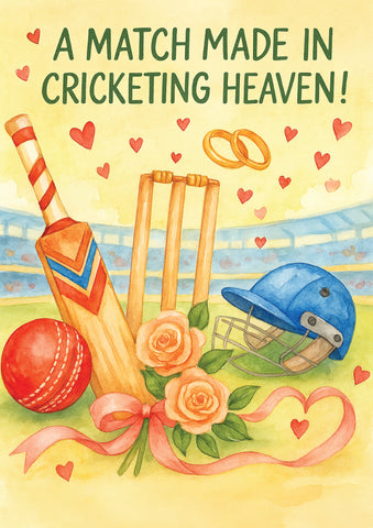 A Match Made in Cricketing Heaven | Cricket Themed Wedding Anniversary Cards