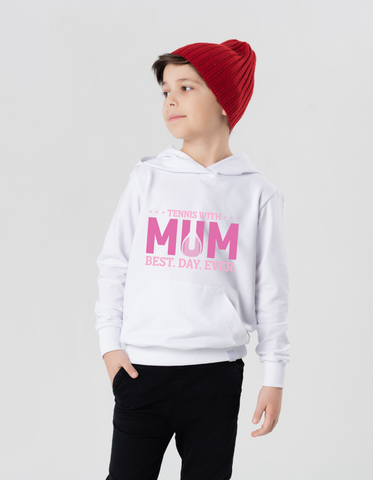 Tennis with Mums. Best. Day. Ever!  Funny Tennis Hoodie. Funny Tennis Hoodie, Premium Fabric, Multiple Junior Sizes