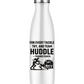 A white water bottle with the funny rugby saying on the front that reads 'For Every Tackle, Try and Team Huddle – Thanks Coach'