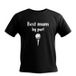 Black t-shirt with 'Best mum by par!' text and golf ball design on a white background