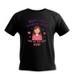 Black t-shirt with a graphic and text about a mother on a white background with 'Mum’s My Toughest Coach and My Softest Hug!' slogan on the front