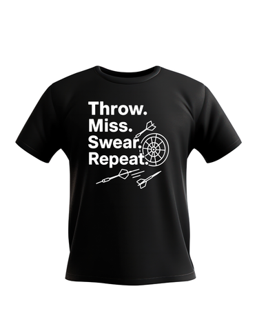 Throw. Miss. Swear. Repeat | Funny Darts T-shirt