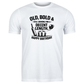 White t-shirt with black text and graphics on a white background.  This is a Cows Corner t-shirt with the funny cricket birthday slogan 'Old, Bold & Still Looking for a Decent Length. Happy Birthday'. Cows Corner gifts are perfect for sport-mad fans, these gifts work brilliantly for birthdays, new baby celebrations, Father’s Day, Mother’s Day, Christmas, anniversaries, thank you gifts, end-of-season team awards, graduations, retirements, and just-because moments when you want to raise a smile. 
