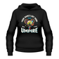 A black hoodie with the funny tennis slogan on the front that reads 'Your Game's Got More Faults Than A Bad Umpire'