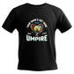 A black t-shirt with the funny tennis slogan on the front that reads 'Your Game's Got More Faults Than A Bad Umpire'