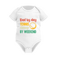 A white baby grow with a funny tennis slogan on the front that reads 'Dad By Day, Tennis Champ By Weekend'