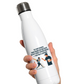 A white water bottle with the funny cricket coach saying on the front that reads 'To My Coach Who Made Me Believe in My First Cover Drive – You’re a Legend'