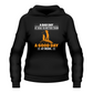 Black hoodie with golf-themed text and graphics on a white background with a Cows Corner slogan saying A bad day at the golf is better than a good day at work.