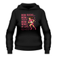 Black hoodie with pink graphic and text on a white background, with the slogan on the front 'Mum Rucks, Mum Tackles, Mum Wins at Life!