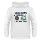 White hoodie with humorous text design on a white background. A Cows Corner hoodie with the funny darts slogan that reads 'Mum Hits Trebles… I Hit Nap Time'.  Cows Corner gifts are perfect for sport-mad fans, these gifts work brilliantly for birthdays, new baby celebrations, Father’s Day, Mother’s Day, Christmas, anniversaries, thank you gifts, end-of-season team awards, graduations, retirements, and just-because moments when you want to raise a smile. 
