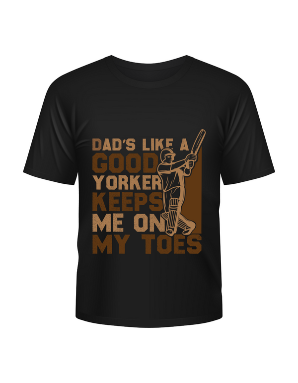 Dads Like A Good Yorker, Keeps Me On My Toes. Funny Cricket T-Shirt, Premium Fabric, Multiple Junior Sizes, Perfect for Boys and Girls