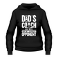 A black hoodie with the funny tennis slogan on the front that reads 'My Dads My Coach, My Hero And My Toughest Opponent'