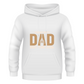 A white hoodie with the funny tennis slogan on the front that reads 'Tennis with Dad, BEST. TIME. EVER'