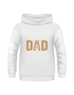 A white hoodie with the funny tennis slogan on the front that reads 'Tennis with Dad, BEST. TIME. EVER'