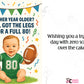 Illustration of a baby in a sports jersey holding footballs with birthday wishes text. This is a beautiful Cows Corner Card