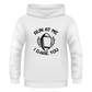 White hoodie with black text and graphic on a white background with a Cows Corner slogan saying run at me I dare you