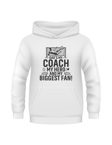 Dad’s My Coach My Hero and My Biggest Fan! | Funny Football Hoodie, Premium Fabric, Multiple Junior Sizes