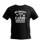 Black t-shirt with white text on a white background.  This is a Cows Corner T-shirt with the funny fantasy football slogan on the front that reads 'My Fantasy Team Is F*cking Useless'. Cows Corner gifts are perfect for sport-mad fans, these gifts work brilliantly for birthdays, new baby celebrations, Father’s Day, Mother’s Day, Christmas, anniversaries, thank you gifts, end-of-season team awards, graduations, retirements, and just-because moments when you want to raise a smile. 