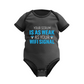 Black baby onesie with humorous text design on a white background with a Cows Corner slogan saying Your scrum is as weak as your wifi signal.