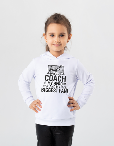 Dad’s My Coach My Hero and My Biggest Fan! | Funny Football Hoodie, Premium Fabric, Multiple Junior Sizes