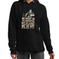 Person wearing a black hoodie with a graphic and text on a white background, with slogan on the front saying 'We Might Be the Underdogs, but at Least We’ve Got Better Teeth – Scott Gibbs