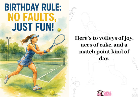 Birthday Rule:  No Faults, Just Fun | Tennis Themed Birthday Card