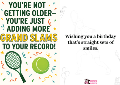 You're Not Getting Older, You'r Just Adding More GRAND SLAM To Your Record | Tennis Themed Birthday Card