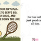 Birthday card with tennis racket, ball, and humorous text about tennis and life from Cows Corner