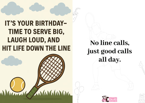 It's Your Birthday, Time to Serve Big, Laugh Loud, and Hit Life Down the Line | Tennis Themed Birthday Card