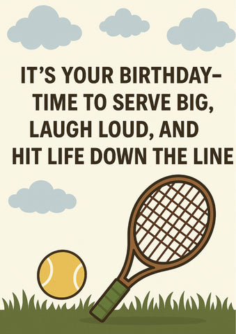 It's Your Birthday, Time to Serve Big, Laugh Loud, and Hit Life Down the Line | Tennis Themed Birthday Card