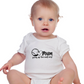 A little baby wearing a white baby grow with tennis slogan on the front that reads 'Mum Serves Up Love and Aces'.